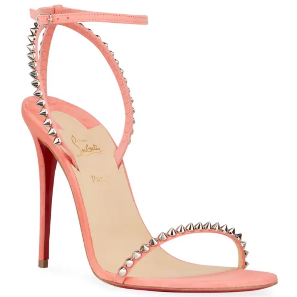 Christian Louboutin Pink Strappy Heels with Studs